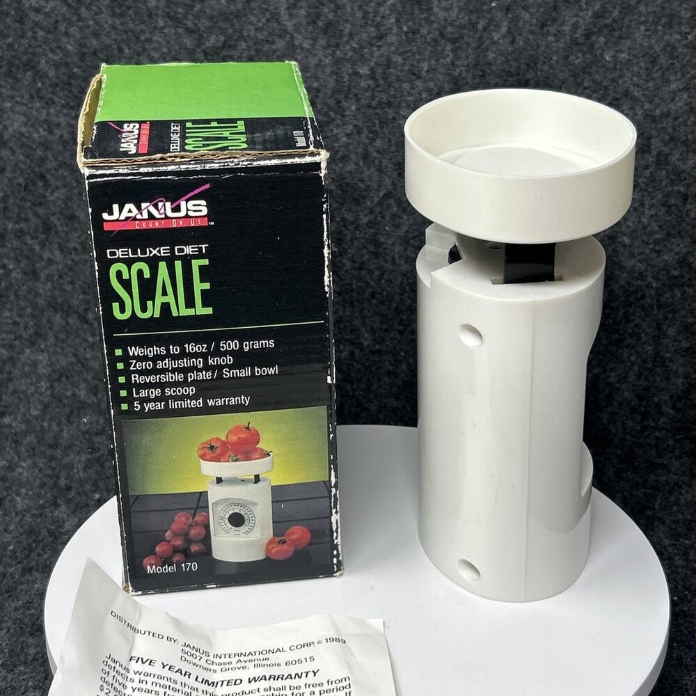 Vintage Deluxe Diet Food Scale White Mechanical Kitchen Tool by Janus w/ Box - Picture 13 of 15